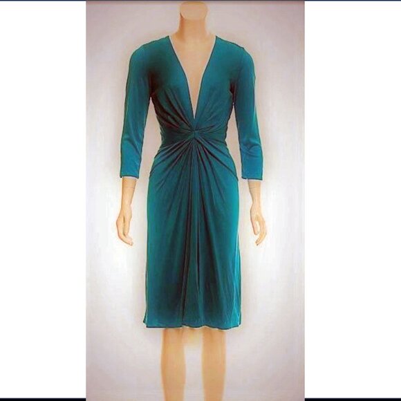 NEW Issa London plunge 100% SILK teal dress Size 8 cocktail/holiday party, flowy - Picture 7 of 10